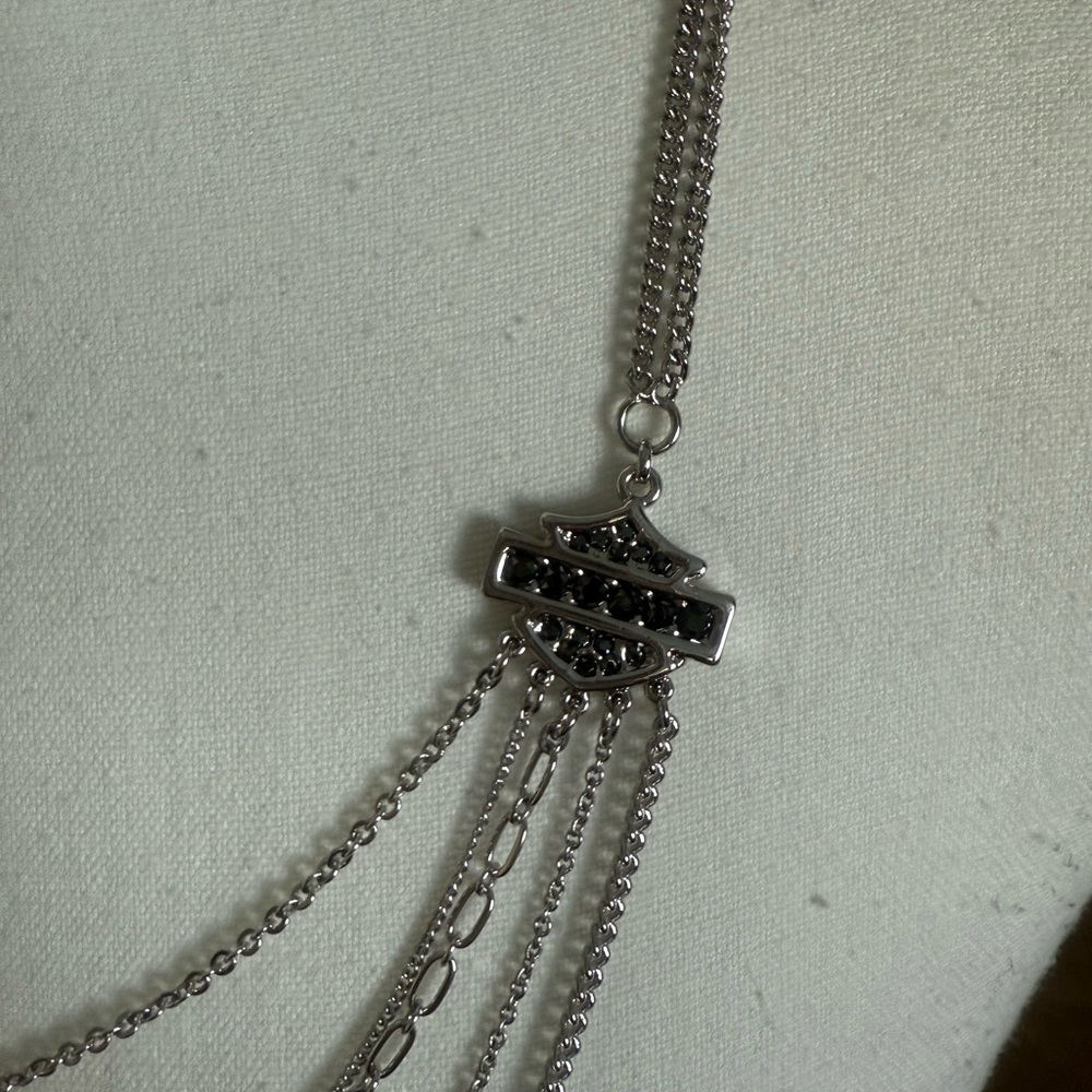 New Elegant Harley Davidson Silver Layered Necklace and matching bracelet. - Picture 5 of 10